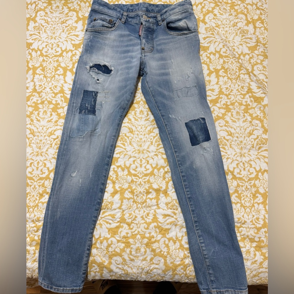 DSQUARED2 Light Blue Distressed Skinny Jeans